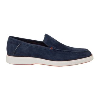 Santoni Schoenen, Heren, Blauw, 44 EU, Su&egrave;de, Handgemaakte su&egrave;de mocassin