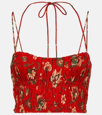 Sir. Reyes printed cotton and silk crop top