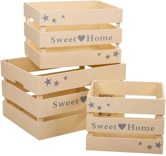 Wanderlust Deco Wanderlust Deco - Set 3 Caj&oacute;nes De Madera Lacada Color Beige