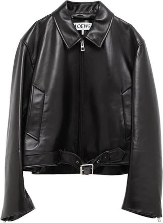 Loewe Giacca in pelle con cintura - Nero