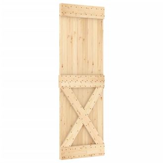 Berkfield Home Sliding Door with Hardware Set 70x210 cm Solid Wood Pine in Brown