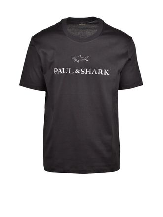 Paul & Shark Black Silver Cotton T-Shirt