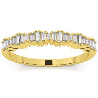 Pompeii3 1/3Ct Baguette Cut Designed Anniversary Band 14k Gold Lab Grown