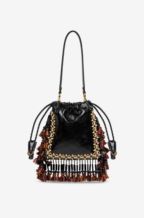 Etro Schultertasche aus Leder mit Stickereien und Fransen Kalispera