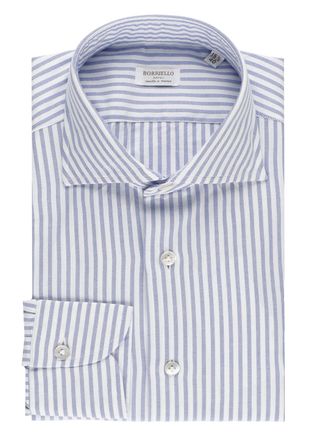 Borriello Blue Striped Cotton Casual Shirt