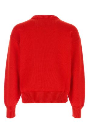 Jil Sander Mens Red Cotton Sweater Chilired Cotone Maglie