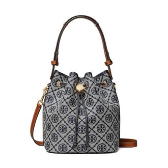 Tory Burch Tory Burch, Bucket Bags, female, Blue, Size: ONE SIZE T Monogram Bucket Bag