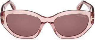 Tom Ford Penny 55mm Geometric Sunglasses in Shiny Dusty Rose /Brown at Nordstrom Rack