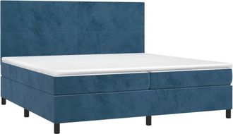 vidaXL Cama Box Spring Colch&oacute;n Y Led Terciopelo Azul Oscuro 200x200 Cm Vidaxl