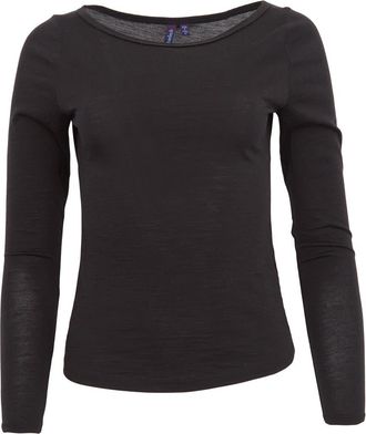 Lords of Harlech Carly Merino Long Sleeve Boatneck Shirt in Black at Nordstrom, Size X-Large