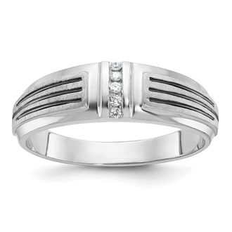 Diamond2Deal 14k White Gold Lab Grown Diamond 5-Stone Band Ring 0.05Ct Clarity- VS Color- G-H