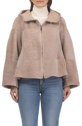 Gorski Genuine Shearling Zip Hooded Jacket, Rev in Pink at Nordstrom, Size X-Small