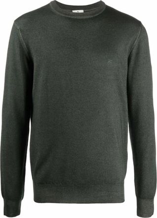 Etro Groene Merinowol Ronde Hals Trui - Heren - Ronde hals truien - Groen - S - Wol - Truien & Vesten