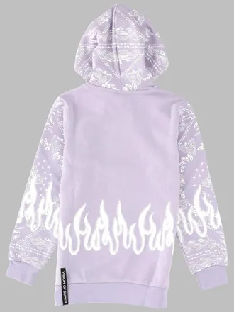 Vision Of Super Bandana Print Cotton Hoodie - Purple