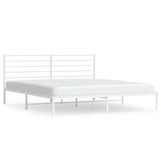 Berkfield Home Metal Bed Frame with Headboard White 183x213 cm