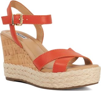 Dune London Ladies KINDEST Cork and Woven Wedge Sandals Size UK 3 Wedge Heel Wedges Orange