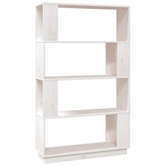 Berkfield Home Book Cabinet/Room Divider White 80x25x132 cm Solid Wood Pine | Size: 80 x 25 x 132 cm