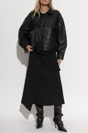 Munthe Leather Jacket Vineth In Vintage Style, Womens, Black