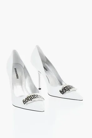 Dsquared2 Leather Pumps with Maxi Metal Logo Plate 10cm Dsquared2