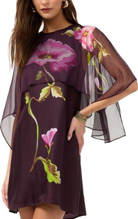 Johnny Was Rey Cape Silk-Blend Mini Dress