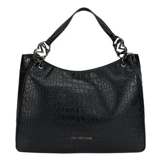 Love Moschino Bolso Tote con Logo y Estampado de Cocodrilo - Bags - Mujer - Negro - ONE SIZE