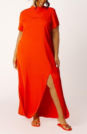 Buxom Couture High Neck Draped Maxi Dress in Red at Nordstrom, Size 3X