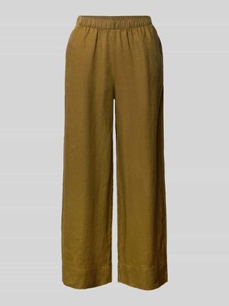 Mango Leinenhose mit elastischem Bund Modell LISTELA in Khaki, Gr&ouml;&szlig;e 34