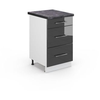 Vicco Mueble Bajo De Cocina Fame-line, Antracita Alto Brillo, 50 Cm, Et Antracita Vicco