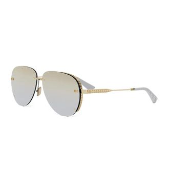 Dior Sunglasses, unisex, Yellow, 61 MM, Gold Frame Silver Mirrored Sunglasses