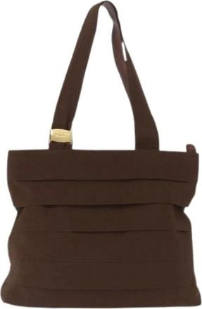 Ferragamo Pre-owned Canvas Schoudertas - Dames - Vintage Shopper - Bruin - ONE Size - Vintage