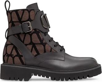 Valentino Garavani 35Mm Vlogo Signature Combat Boots In Black