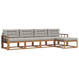 vidaXL Conjunto De Sof&aacute;s De Exterior 5 Pcs Gris Natural Y Claro Vidaxl