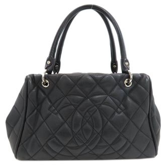 Chanel Matelasse Black Leather Tote Bag (Pre-Owned)