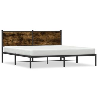 Berkfield Home Metal Bed Frame without Mattress Smoked Oak 160x200 cm in Brown