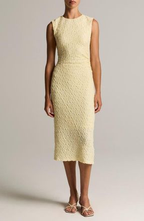 Vince Side Pleat Textured Cotton Blend Body-Con Dress in Light Dandelion at Nordstrom, Size Xx-Small