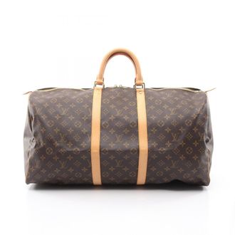 Louis Vuitton Brown Coated Canvas Leather Boston Bag (Pre-Owned)