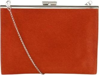 Bulgari Pre-owned Vintage Shoulder Bag - Dames - Vintage Clutch - Oranje - ONE Size - Leer - Vintage