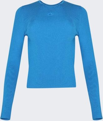 Marine Serre fine-ribbed sweater - women - Viscose/Elastane - M - Blue