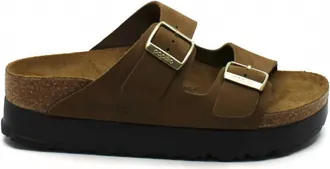 Birkenstock Womens Arizona Platform Sandal In Dark Tea