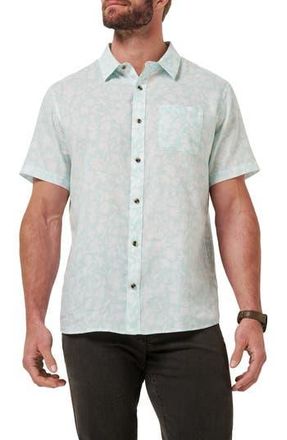 Travis Mathew Double Room Short Sleeve Button-Up Shirt in Eggshell Blue at Nordstrom Rack, Size Xx-Large