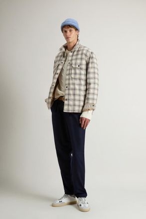 Woolrich uomo Giacca a camicia Alaskan Check in misto lana italiana riciclata Beige Taglia XXL