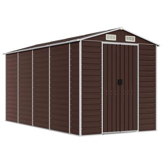 Berkfield Home Garden Shed Brown 191x385x198 cm Galvanised Steel | Size: 191 x 385 x 198 cm