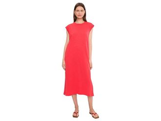 Mod-o-doc Cap Sleeve Column Dress with Conrast Cuffs Womens Dress Fiery Glow : LG (US 12-14), Cotton
