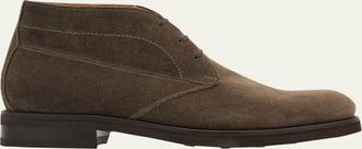 Ferragamo Mens Blake Construction Suede Desert Boots