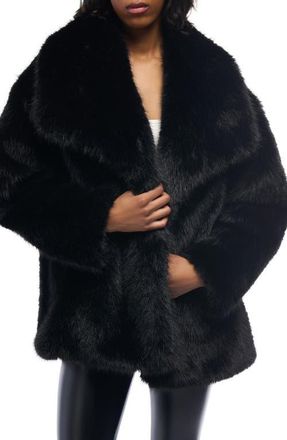Azalea Wang Old Hollywood Faux Fur Jacket in Black at Nordstrom, Size Medium