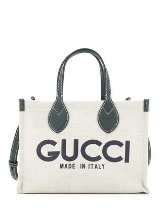Gucci Logo Shopper Printed Canvas Small tote bag - Verde