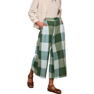 Celtic & Co. Wide Leg Ankle Grazer Culottes in Green Multi Check at Nordstrom, Size 10