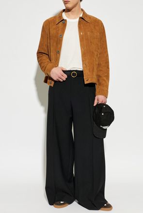 Ami Suede Jacket With Embossed Logo, Mens, Brown