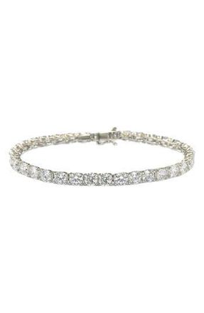 Suzy Levian CZ Sterling Silver Pave CZ Tennis Bracelet in White at Nordstrom Rack
