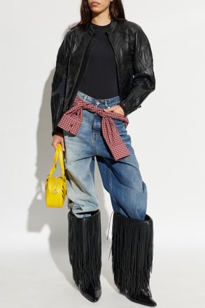 VETEMENTS Insulated Leather Jacket With Logo, Womens, Black